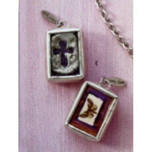 Jewel Kade Vintage "Faith Takes Flight" Purple Cross/Butterfly Charm Pendent